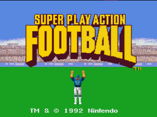 Super Play Action Football title screen for Super Nintendo